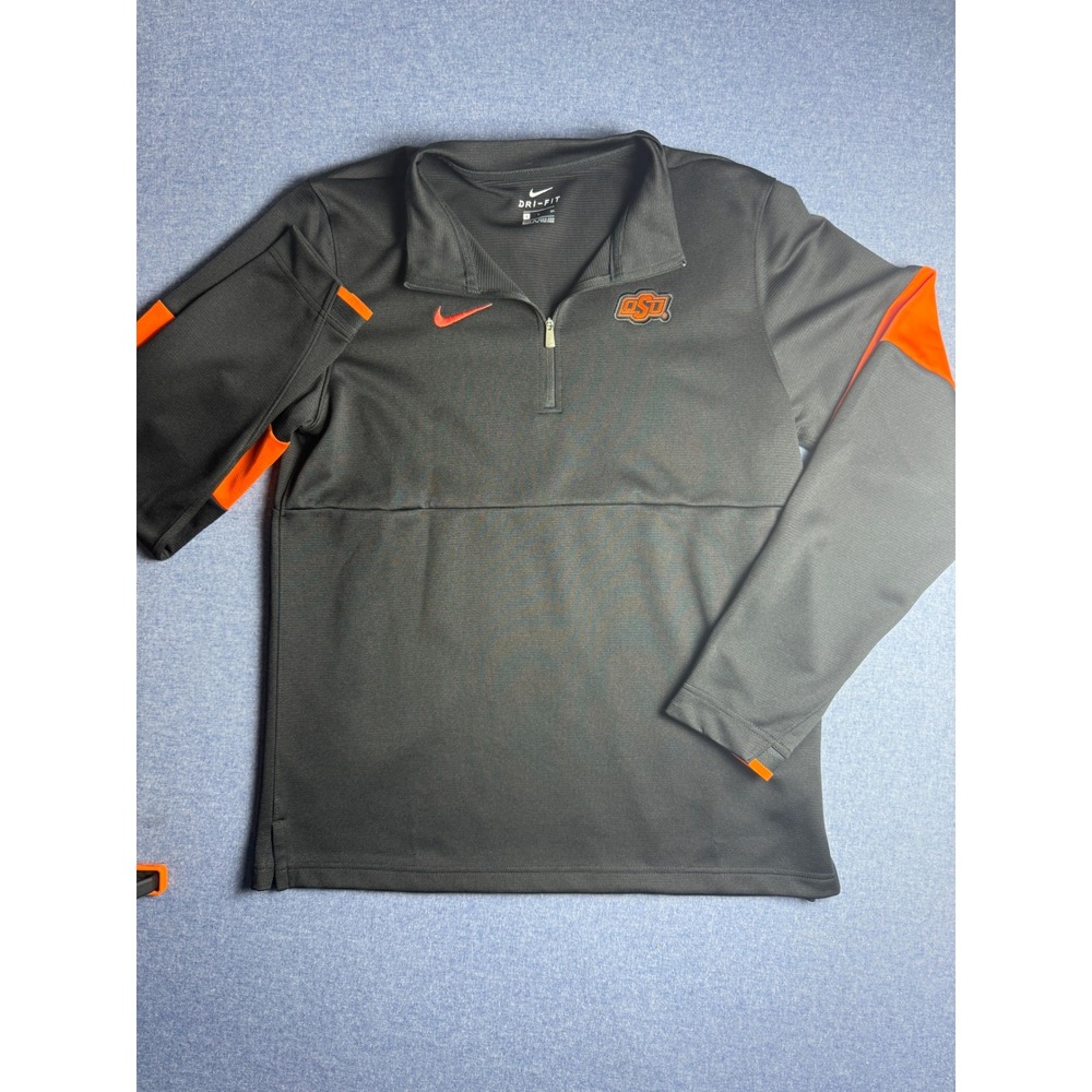 Nike Oklahoma State OSU Cowboys Dri-FIT Quarter Zip Pullover Black Orange Mens S